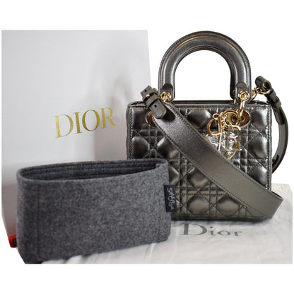 CHRISTIAN DIOR My ABCDior Grained Calfskin Shoulder Bag Gunmetal