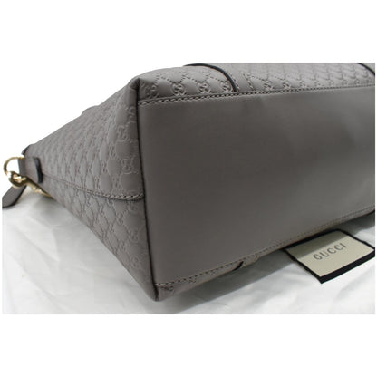 GUCCI Convertible GG Microguccissima Leather Satchel Bag Grey 449656