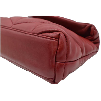 YVES SAINT LAURENT Small Loulou Puffer Quilted Lambskin Leather Crossbody Bag Red