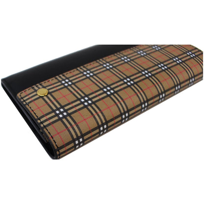 BURBERRY Small Scale Continental Check Leather Wallet Black