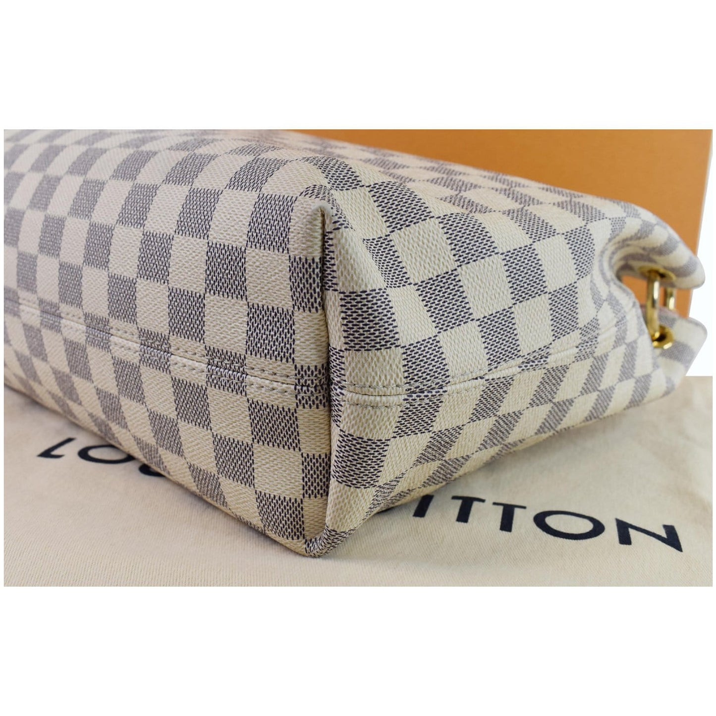 LOUIS VUITTON Graceful PM Damier Azur Shoulder Bag White