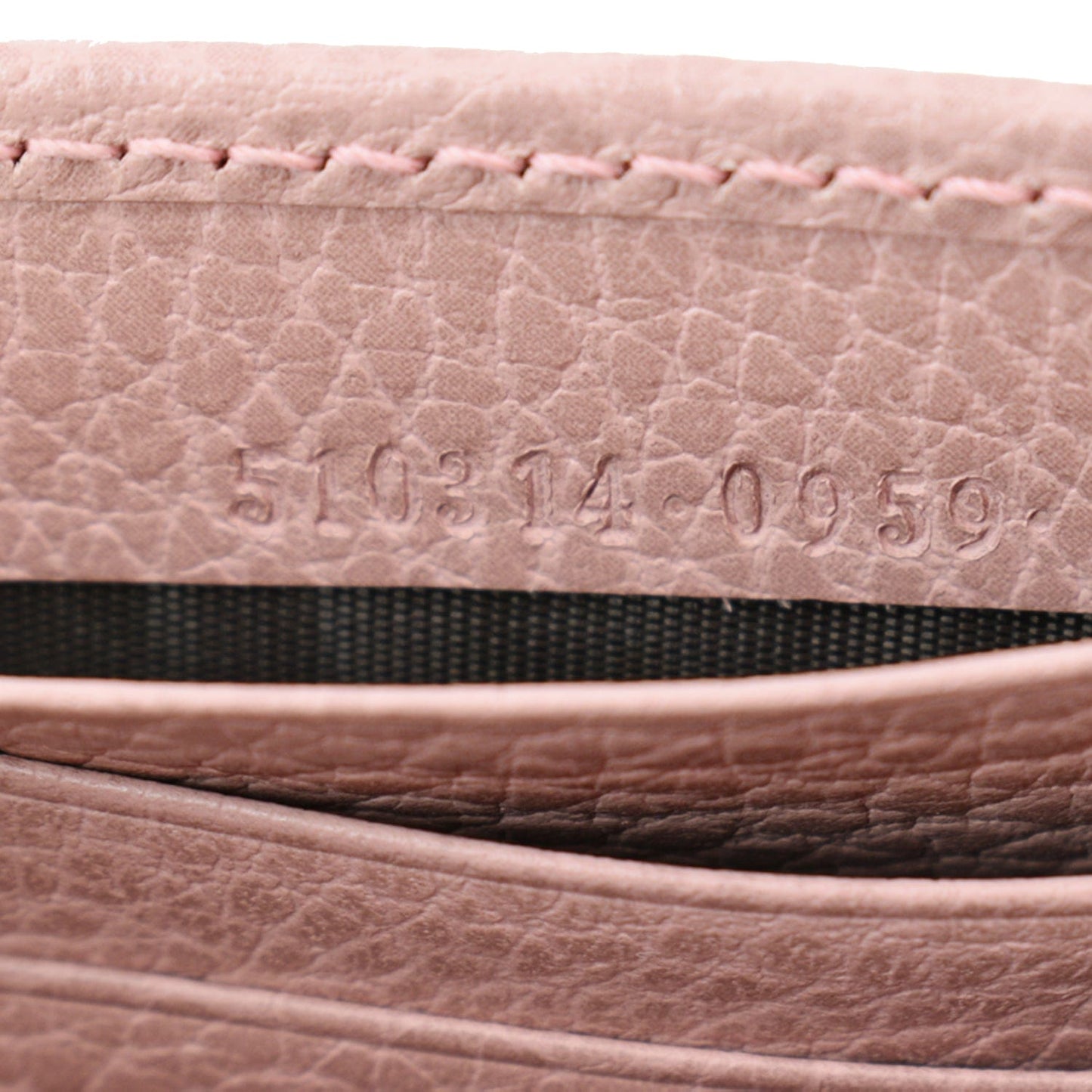 GUCCI Dollar Interlocking G Calfskin Leather Chain Wallet Crossbody Bag Soft Pink 510314