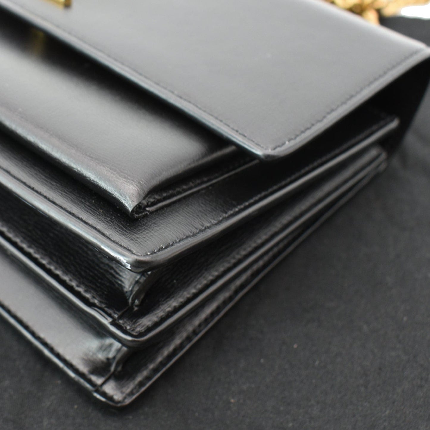 YVES SAINT LAURENT Monogram Sunset Medium Leather Shoulder Bag Black