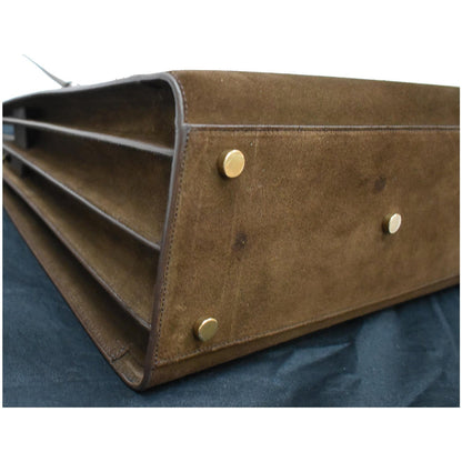 YVES SAINT LAURENT Sac de Jour Suede Leather Tote Shoulder Bag Brown