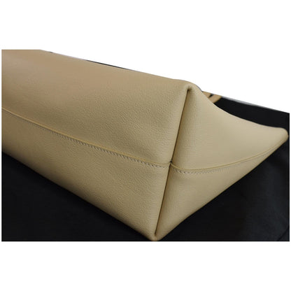 YVES SAINT LAURENT Leather Shopping Tote Bag Beige