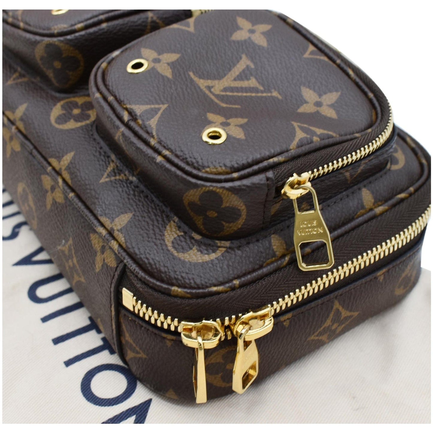 LOUIS VUITTON Utility Monogram Canvas Crossbody Bag Brown