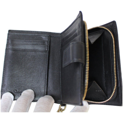 CHRISTIAN DIOR Mini Lady Dior Cannage Lambskin Compact Wallet Black