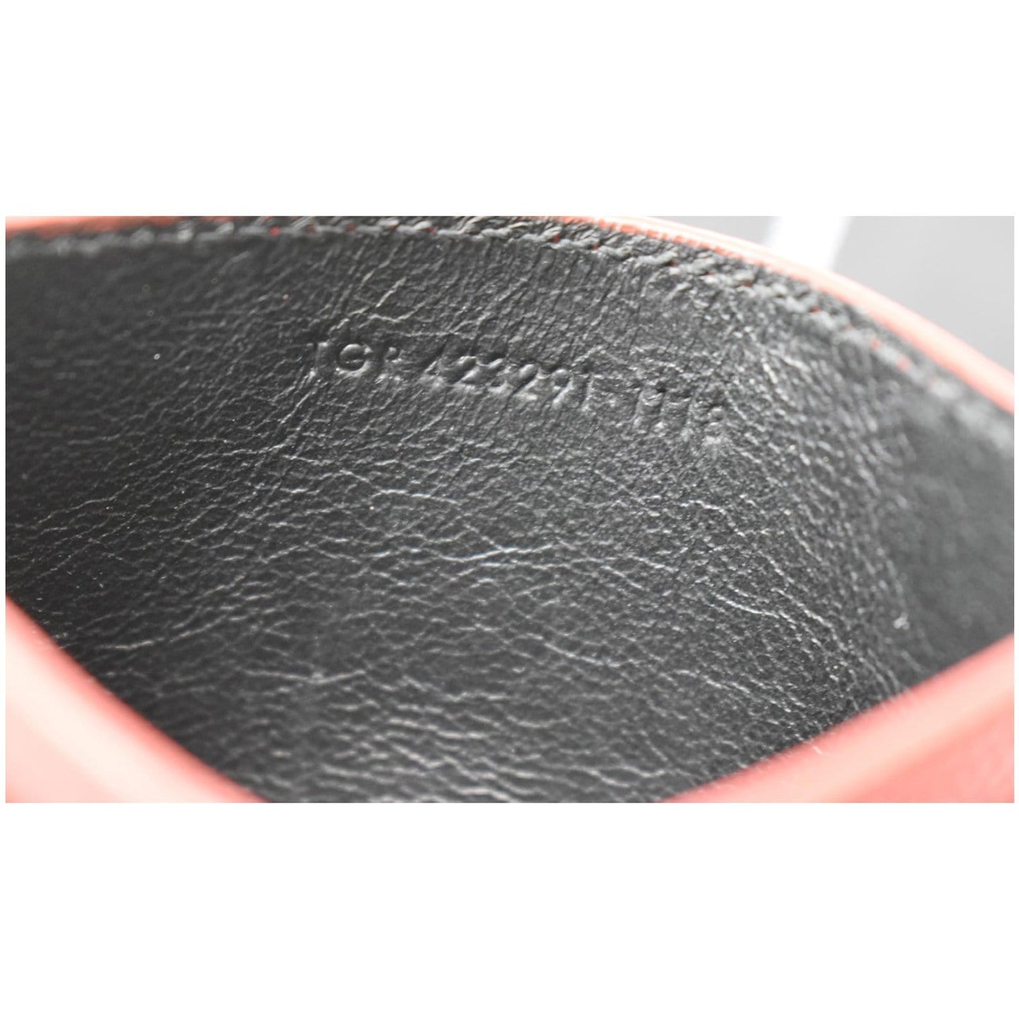 YVES SAINT LAURENT Monogram Grain Embossed Leather Card Case Red