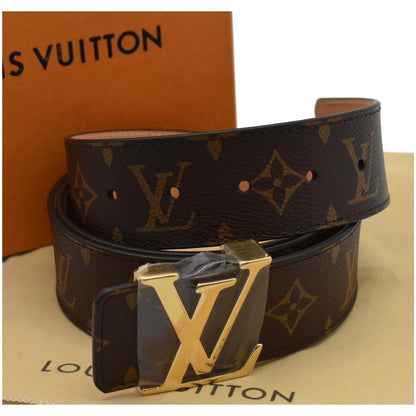 LOUIS VUITTON LV Initiales Monogram Canvas Buckle Belt Brown