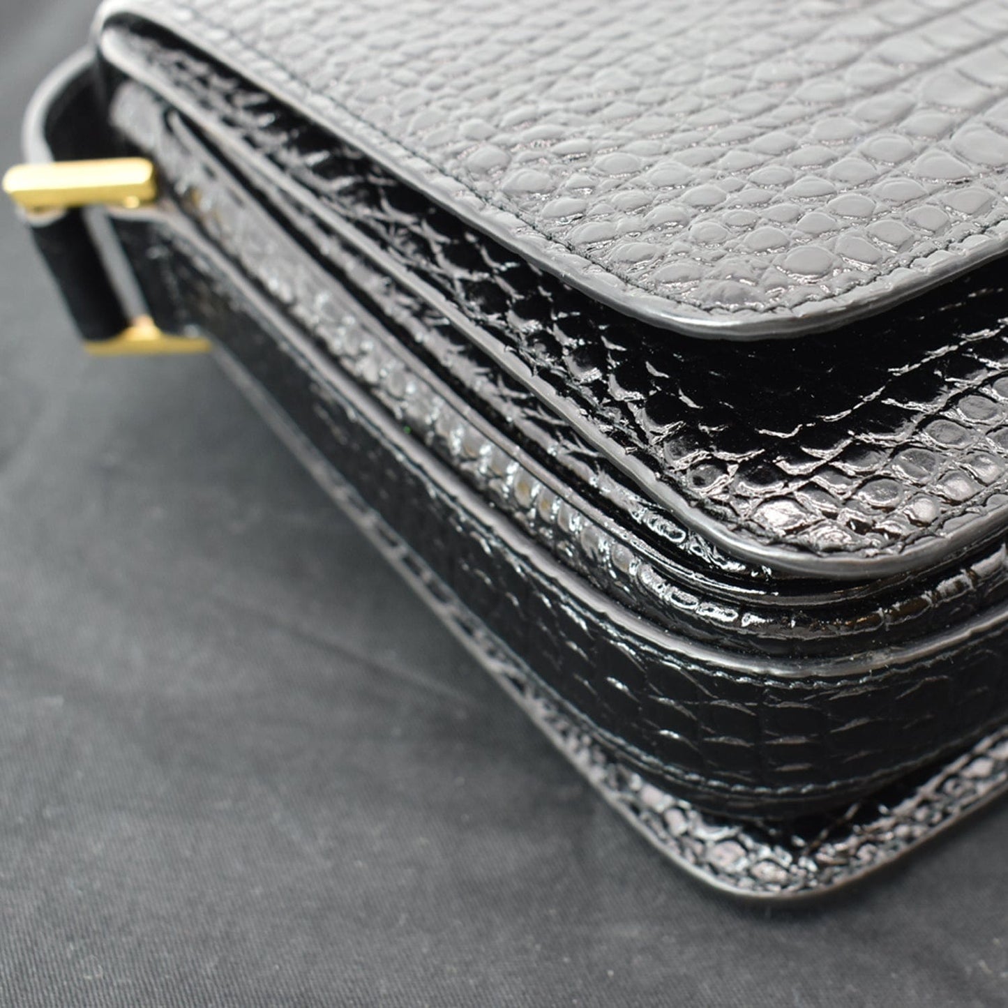 YVES SAINT LAURENT New Besace Embossed Leather Crossbody Bag Black