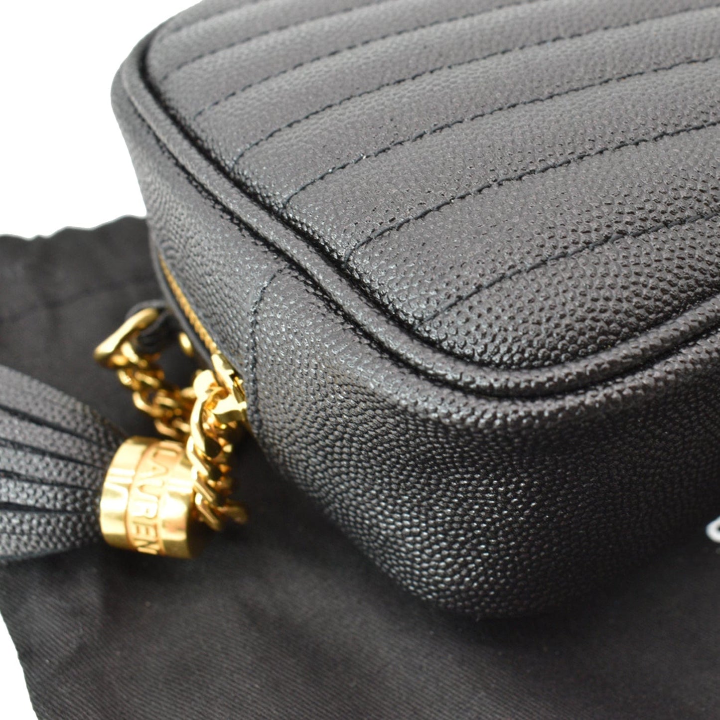 YVES SAINT LAURENT Mini Lou Grain De Poudre Camera Bag Black