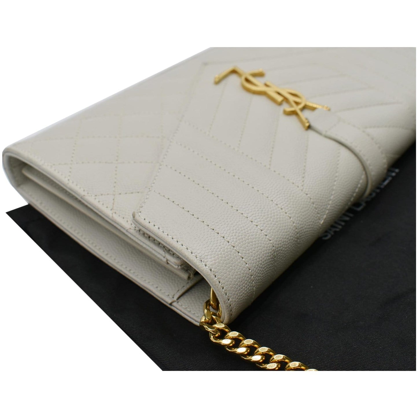 YVES SAINT LAURENT Envelope Small Leather Shoulder Bag Blanc Vintage