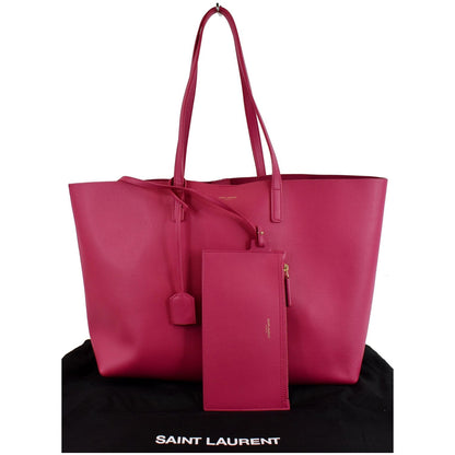 YVES SAINT LAURENT Large Leather Shopping Tote Bag Pink