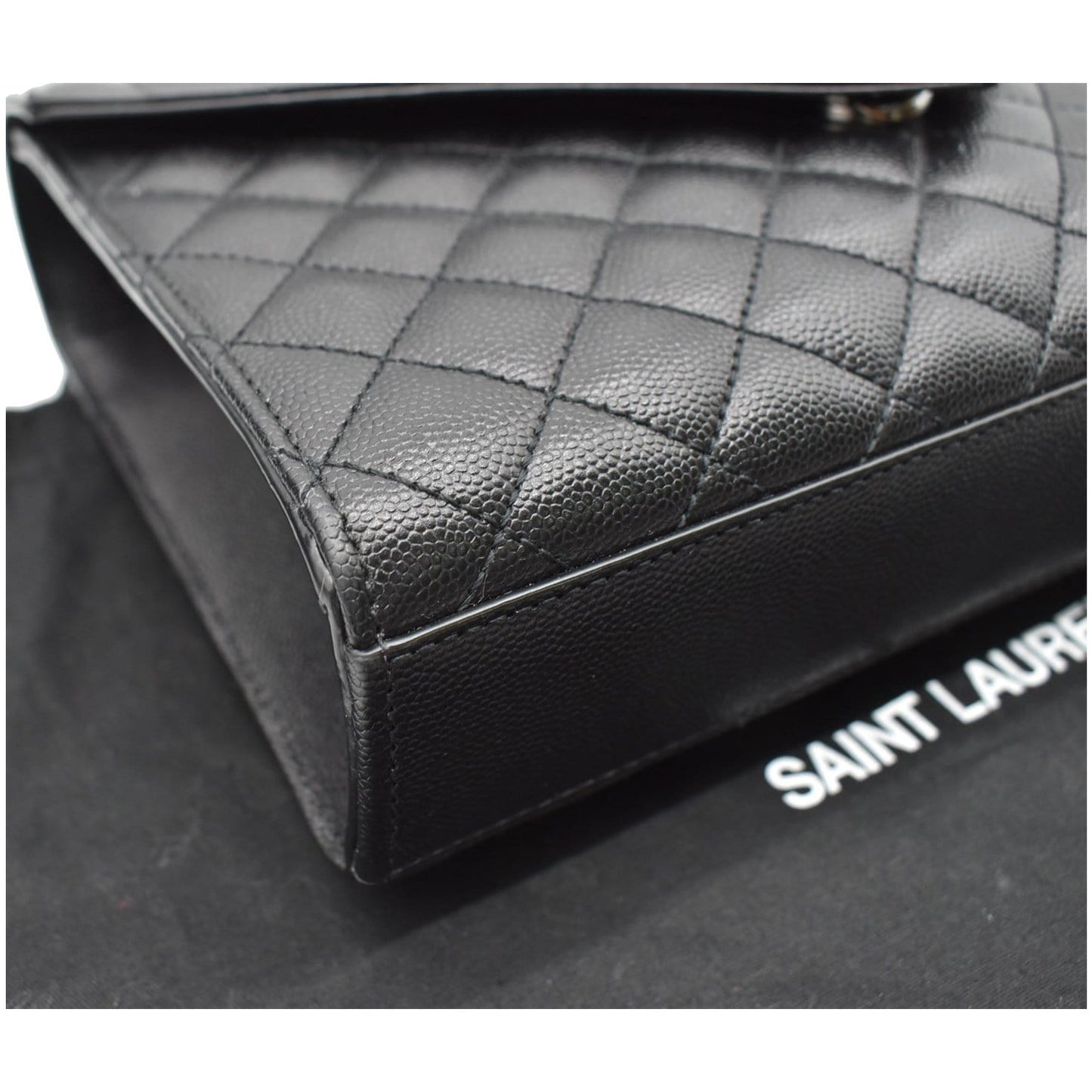 YVES SAINT LAURENT Envelope Mix Matelassé Chain Medium Leather Shoulder Bag Black