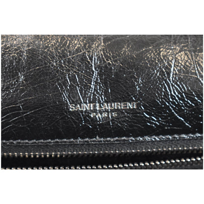 YVES SAINT LAURENT Niki Baby Crinkle Leather Crossbody Bag Black