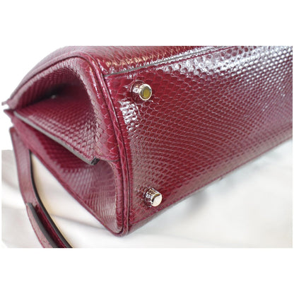 GUCCI Zumi Small Snakeskin Leather Top Handle Bag Bordeaux 569712
