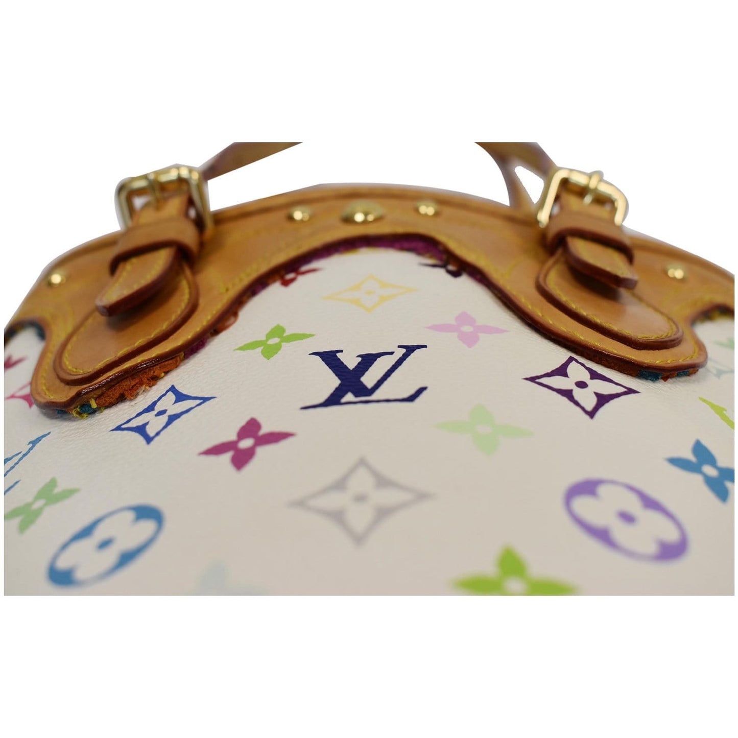 LOUIS VUITTON Fringe Bucket Monogram Multicolor Shoulder Bag White