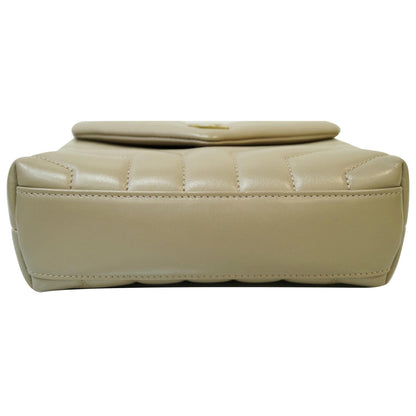YVES SAINT LAURENT Matelasse Loulou Toy Calfskin Crossbody Bag Taupe
