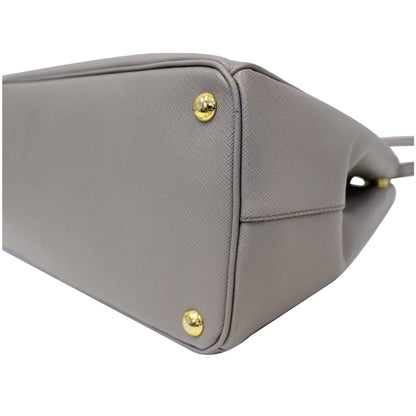 PRADA Saffiano Double Zip Executive Tote Shoulder Bag Grey