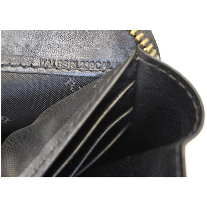 BURBERRY Elmore House Check Calfskin Zip Around Wallet Black