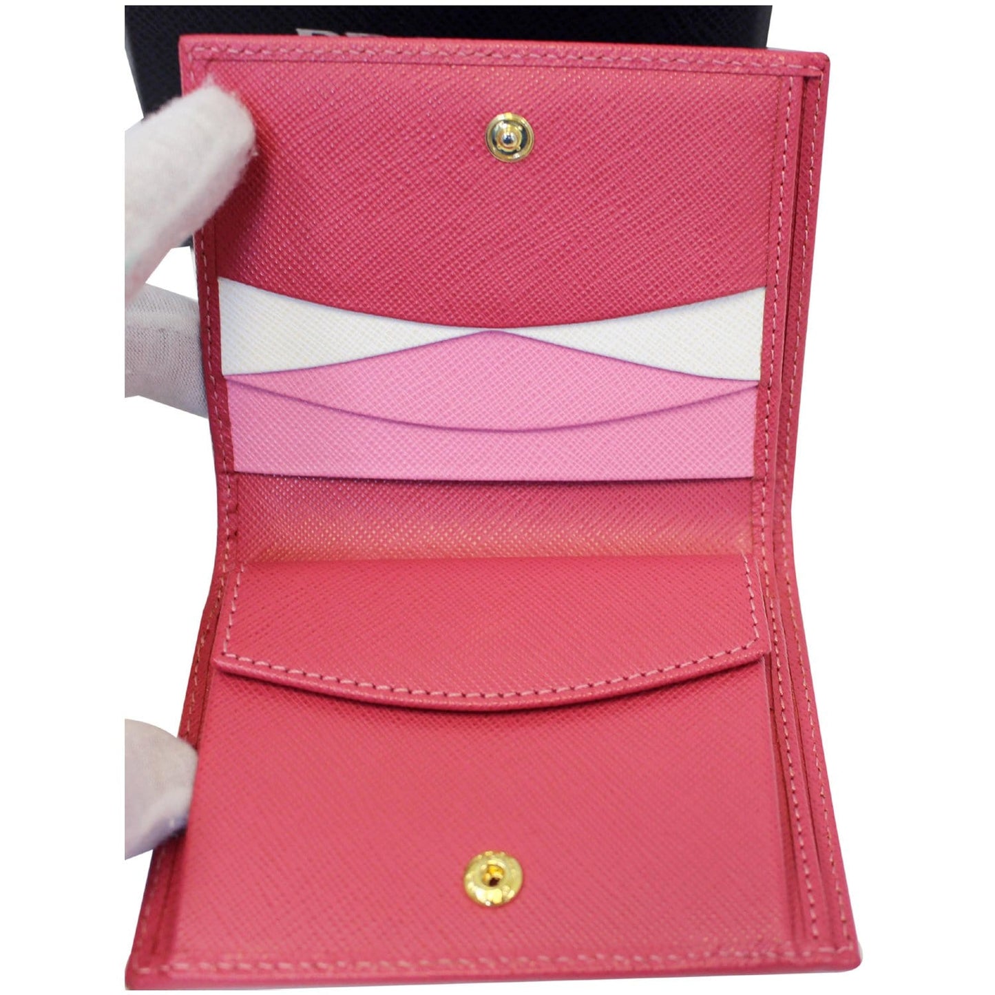 PRADA Saffiano Bi-Fold Card Wallet Red