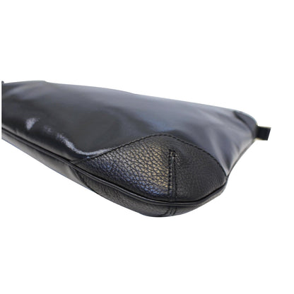 GUCCI Canvas Leather Trim Hobo Bag Black 257296