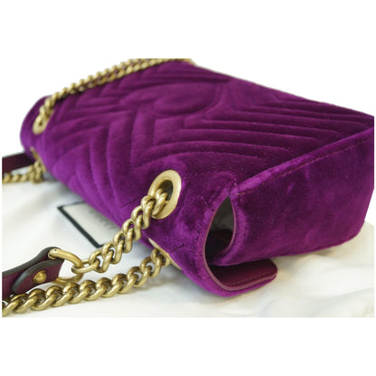 GUCCI GG Marmont Velvet Small Shoulder Bag Purple 443497
