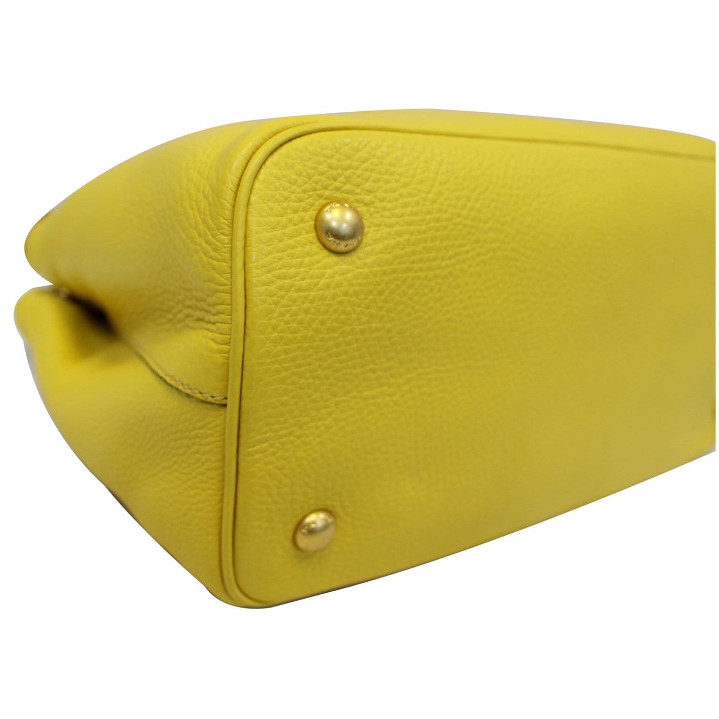 PRADA Vitello Phenix Leather Tote Bag Yellow - 25% OFF