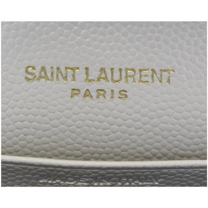 YVES SAINT LAURENT Matelasse Chevron Grain De Poudre Envelope Chain Wallet White