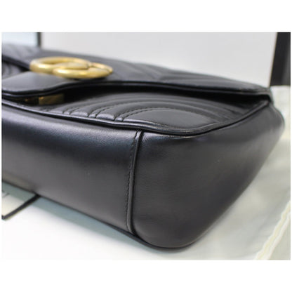 GUCCI GG Marmont Small Matelasse Leather Crossbody Bag Black 443497