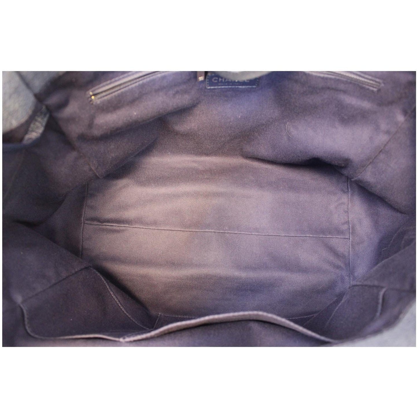 CHANEL Canvas Deauville Large Tote Denim Blue Shoulder Handbag