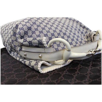 GUCCI Horsebit GG Canvas Large Hobo Bag Blue/White 114900