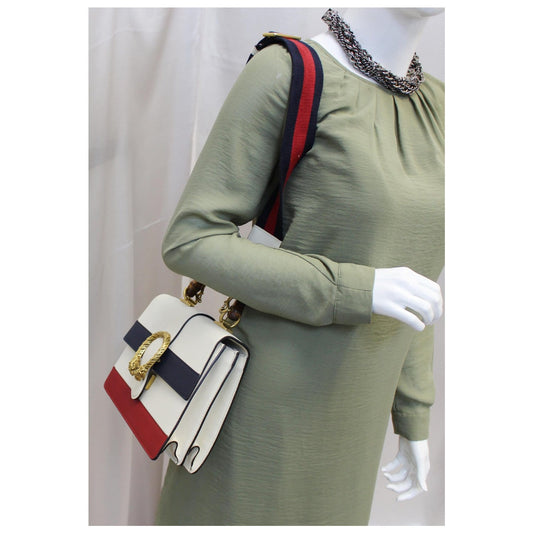 GUCCI Dionysus Medium Leather Top Handle Bag White