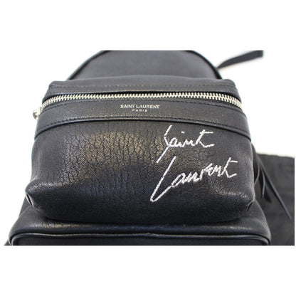 YVES SAINT LAURENT Toy City Embroidered Leather Backpack Bag Black