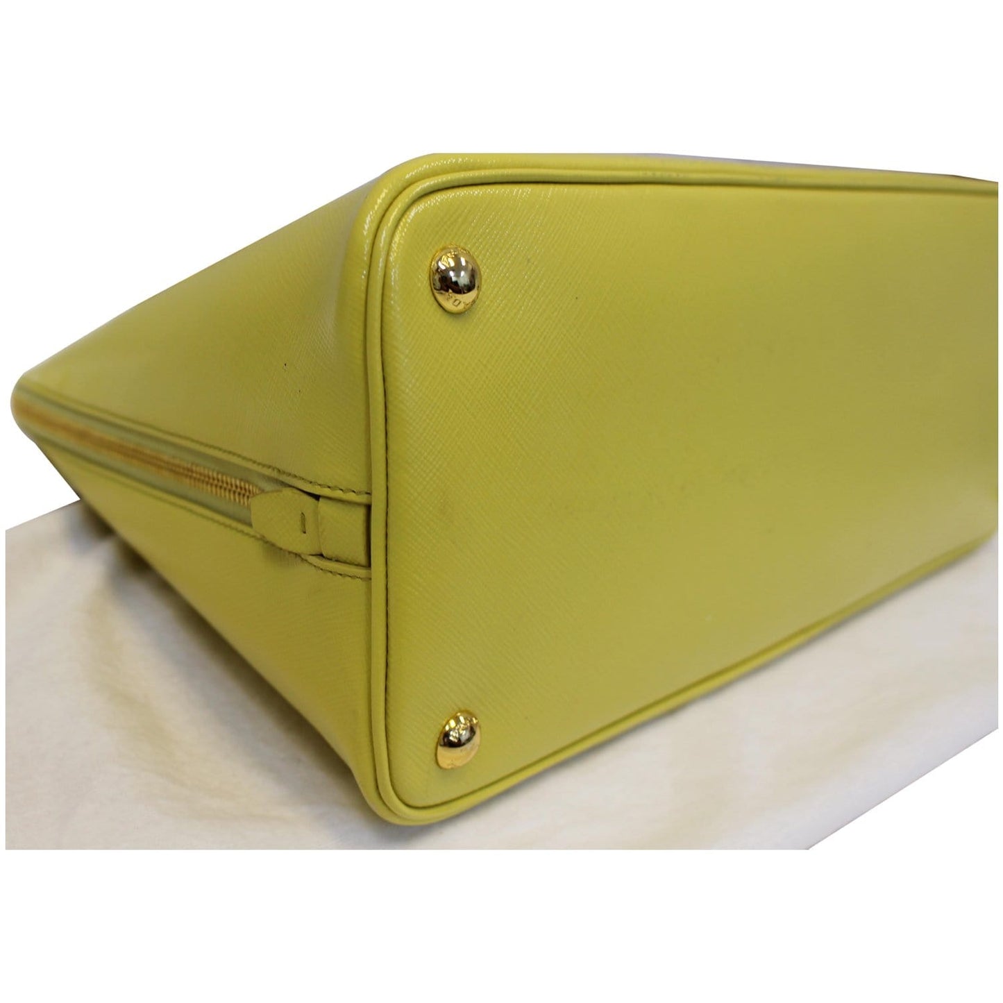PRADA Saffiano Lux Leather Top Handle Satchel Bag Yellow - Last Call