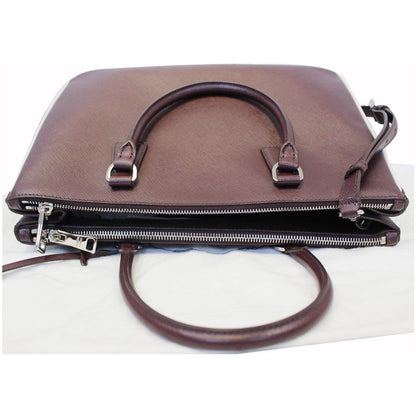 PRADA Lux Large Saffiano Leather Tote Shoulder Bag Burgundy
