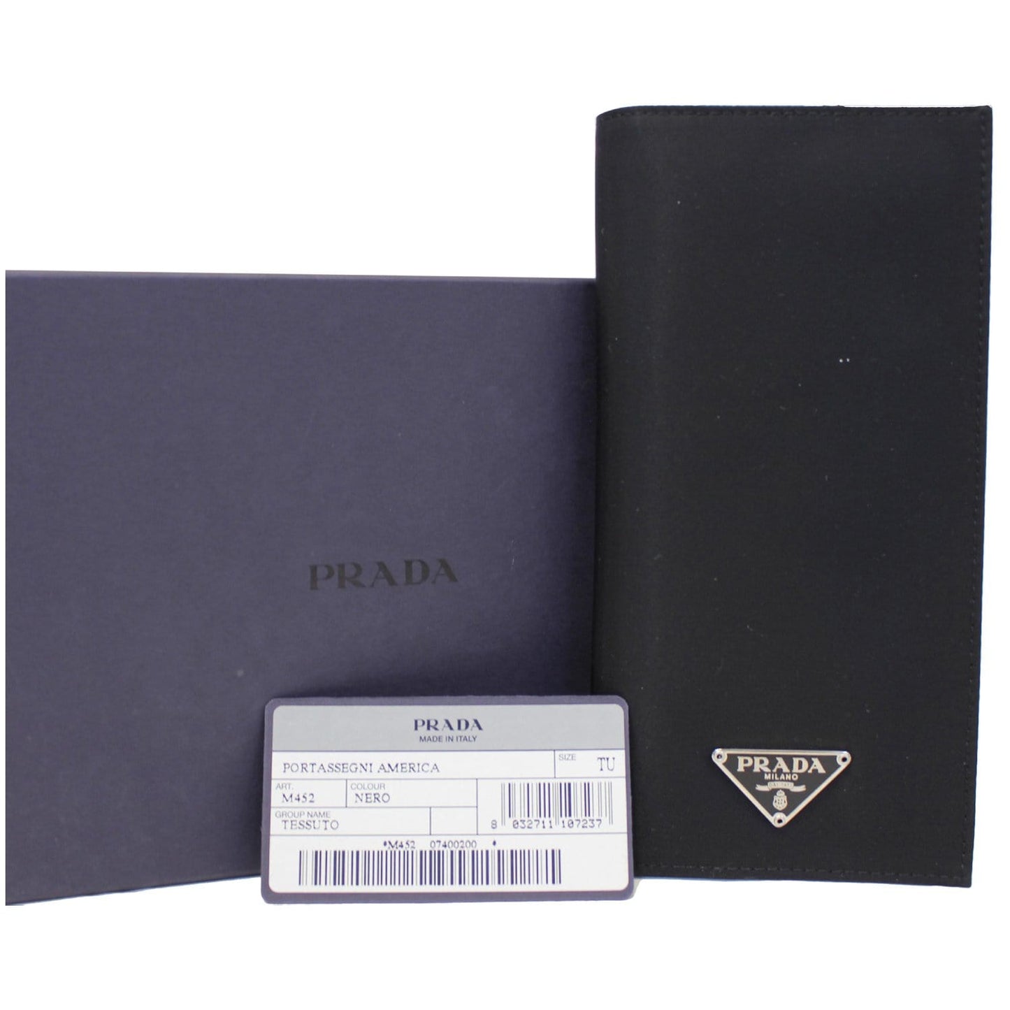 PRADA Nylon Checkbook Cover Wallet Black