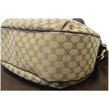 GUCCI Dressage Monogram Web Hobo Bag Dark Brown