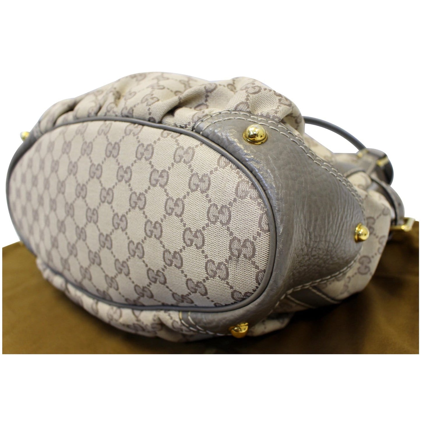 GUCCI Jockey Medium GG Canvas Monogram Tote Bag Beige 203546