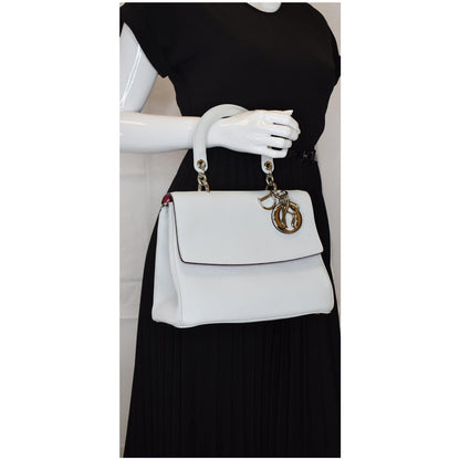 CHRISTIAN DIOR Be Dior Small Leather Flap Shoulder Bag Grey