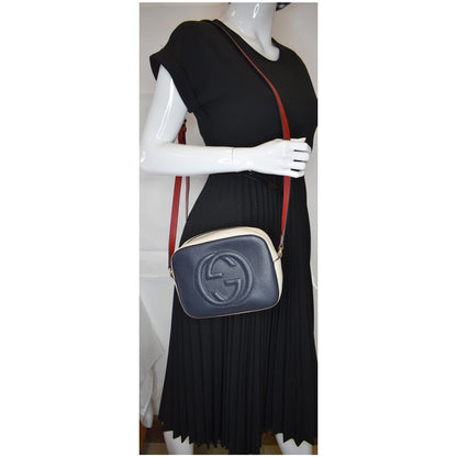 GUCCI Soho Disco Small GG Leather Crossbody Bag Navy 431567