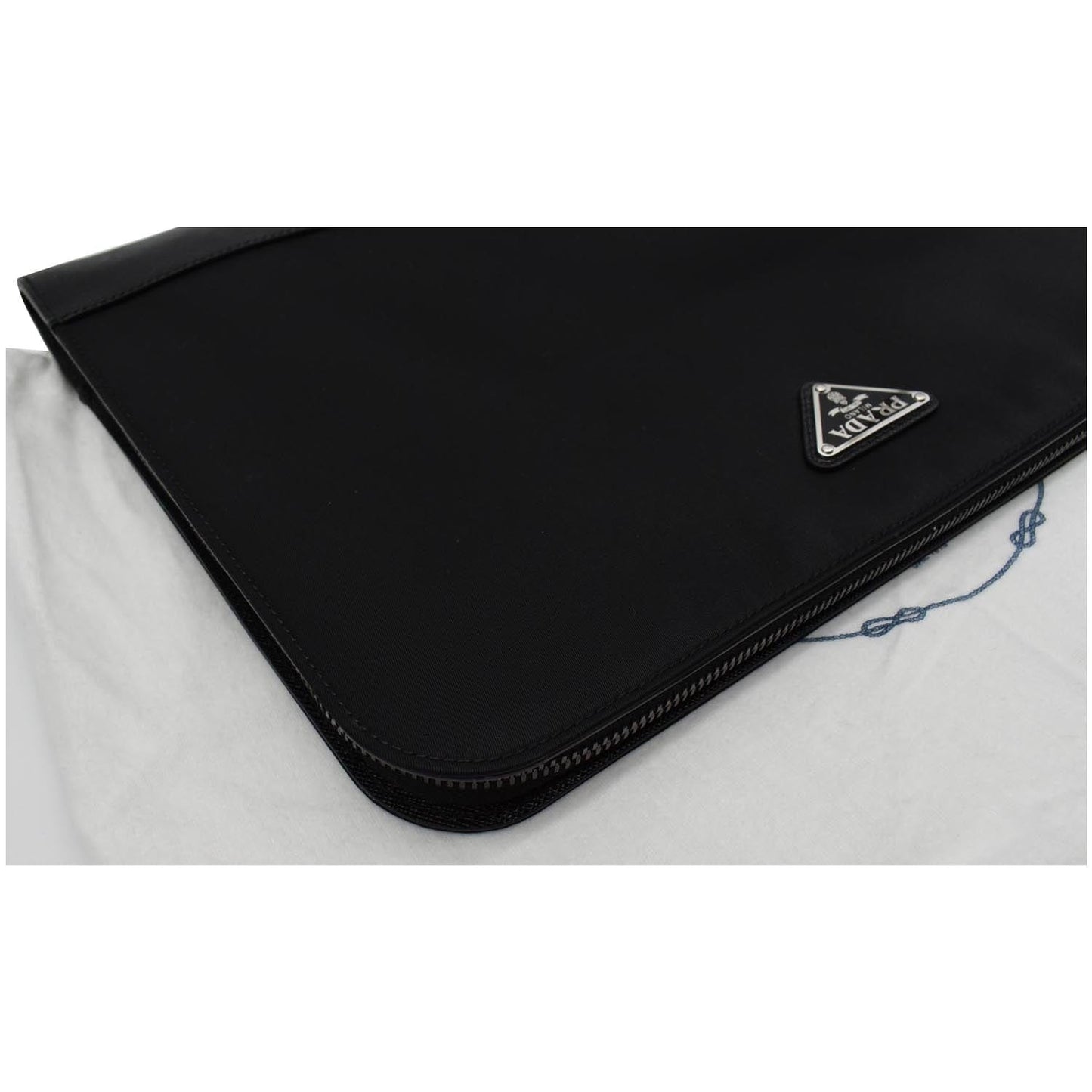 PRADA Document Nylon Leather Pouch Black
