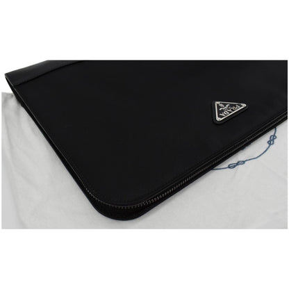 PRADA Document Nylon Leather Pouch Black