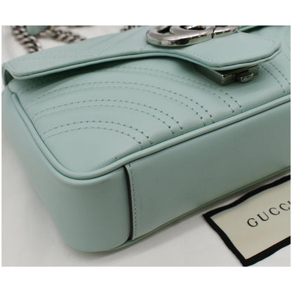 GUCCI GG Marmont Mini Matelasse Leather Crossbody Bag Bright Green 446744