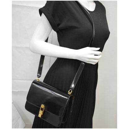 YVES SAINT LAURENT Le Carre Patent Leather Shoulder Bag Black - Final Sale