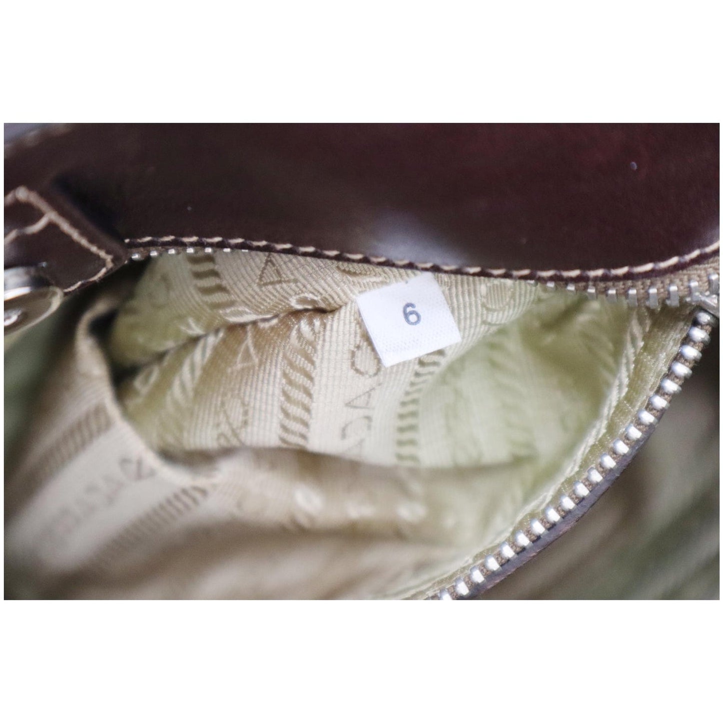 PRADA Jacquard Logo Canvas Leather Tote Shoulder Bag Beige