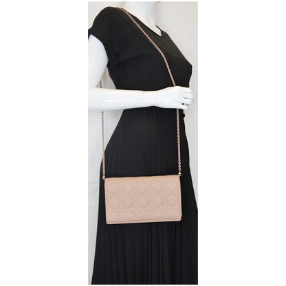 CHRISTIAN DIOR The Lady Dior Calfskin Chain Pouch Bag Blush Ultramatte