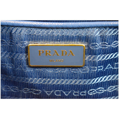 PRADA Parabole Saffiano Lux Leather Shopping Tote Blue