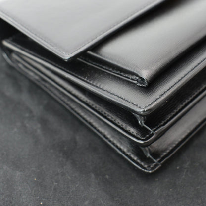 YVES SAINT LAURENT Monogram Sunset Medium Leather Shoulder Bag Black