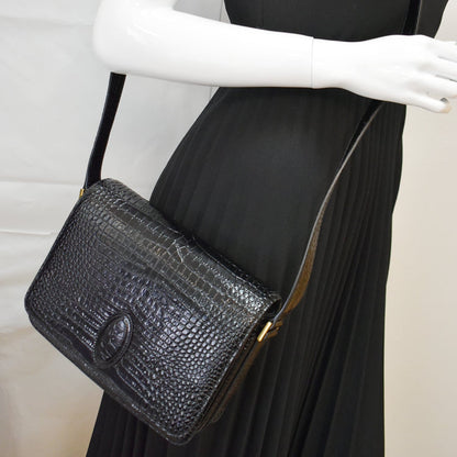 YVES SAINT LAURENT New Besace Embossed Leather Crossbody Bag Black